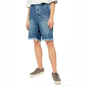 NWT Free People Denim Jean Jorts Boyfriend Shorts Knee Length Relaxed Fit 2